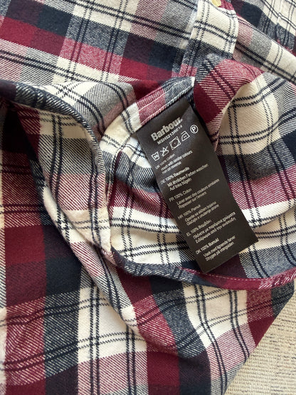 Barbour Tailored Fit Check Shirt – Burgundy / Cream / Navy (XL)