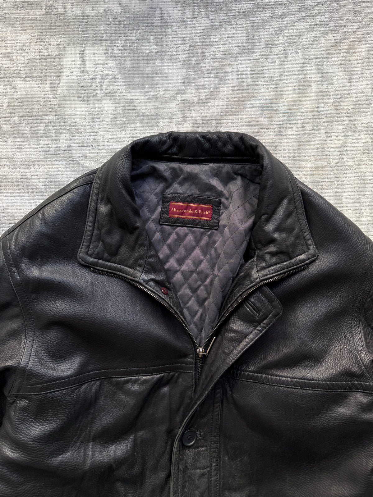Vintage Abercrombie & Fitch Quilted Leather Coat – Black (L/XL)
