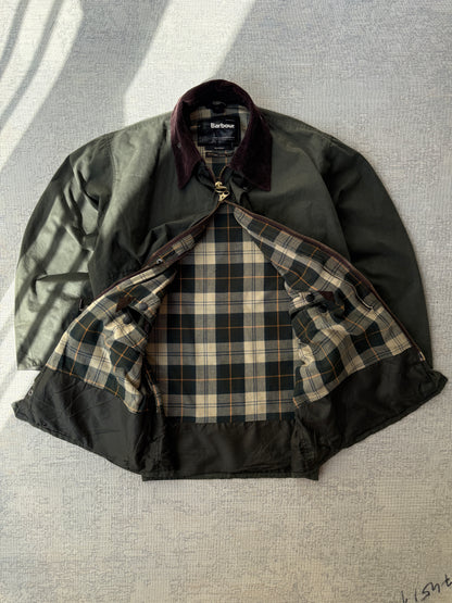 Barbour Vintage Border Waxed Jacket Made In England  (L)