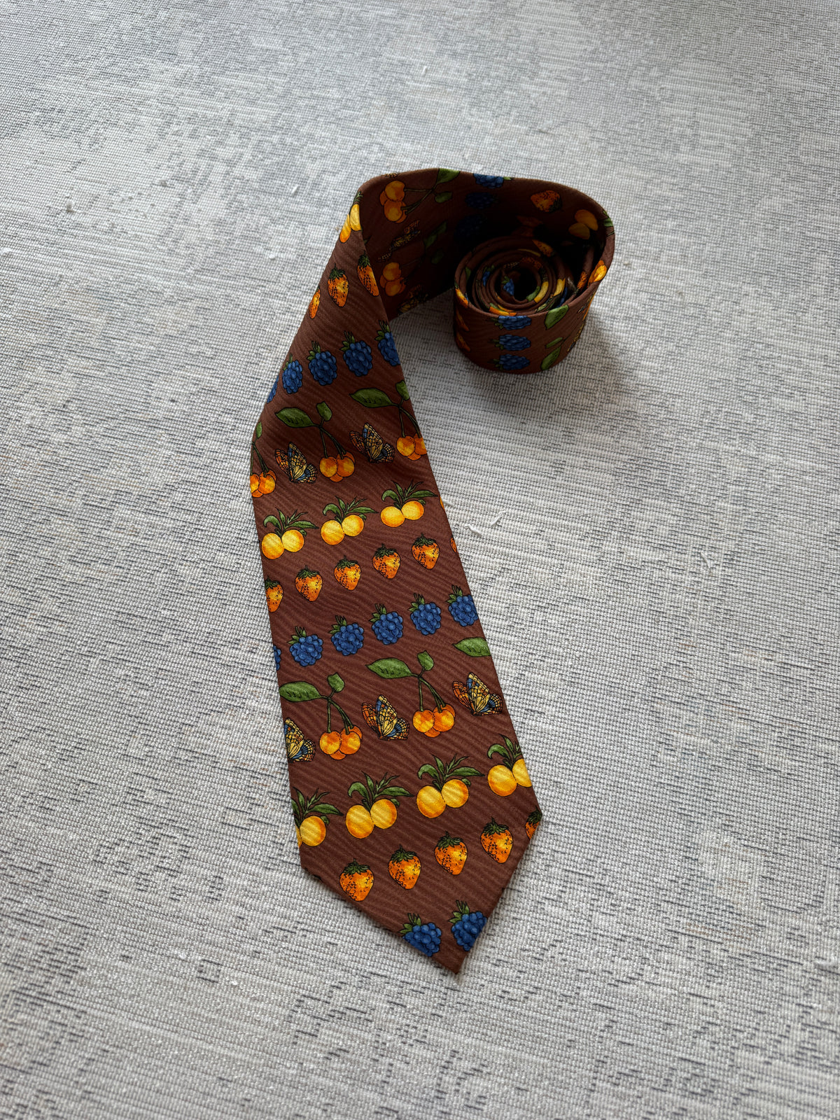 Vintage Kenzo Homme Silk Fruit Print Tie