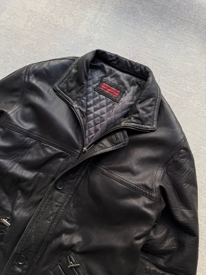 Vintage Abercrombie & Fitch Quilted Leather Coat – Black (L/XL)