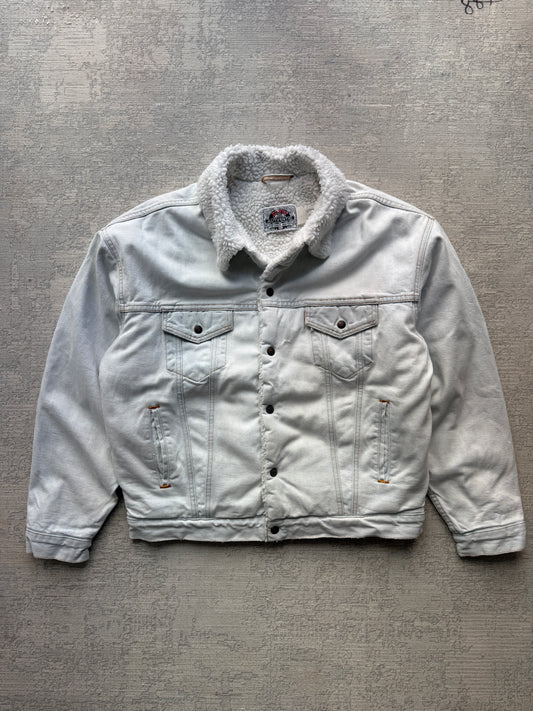 Vintage 90s Levi’s Sherpa-Lined Denim Trucker Jacket – Light Wash (L)