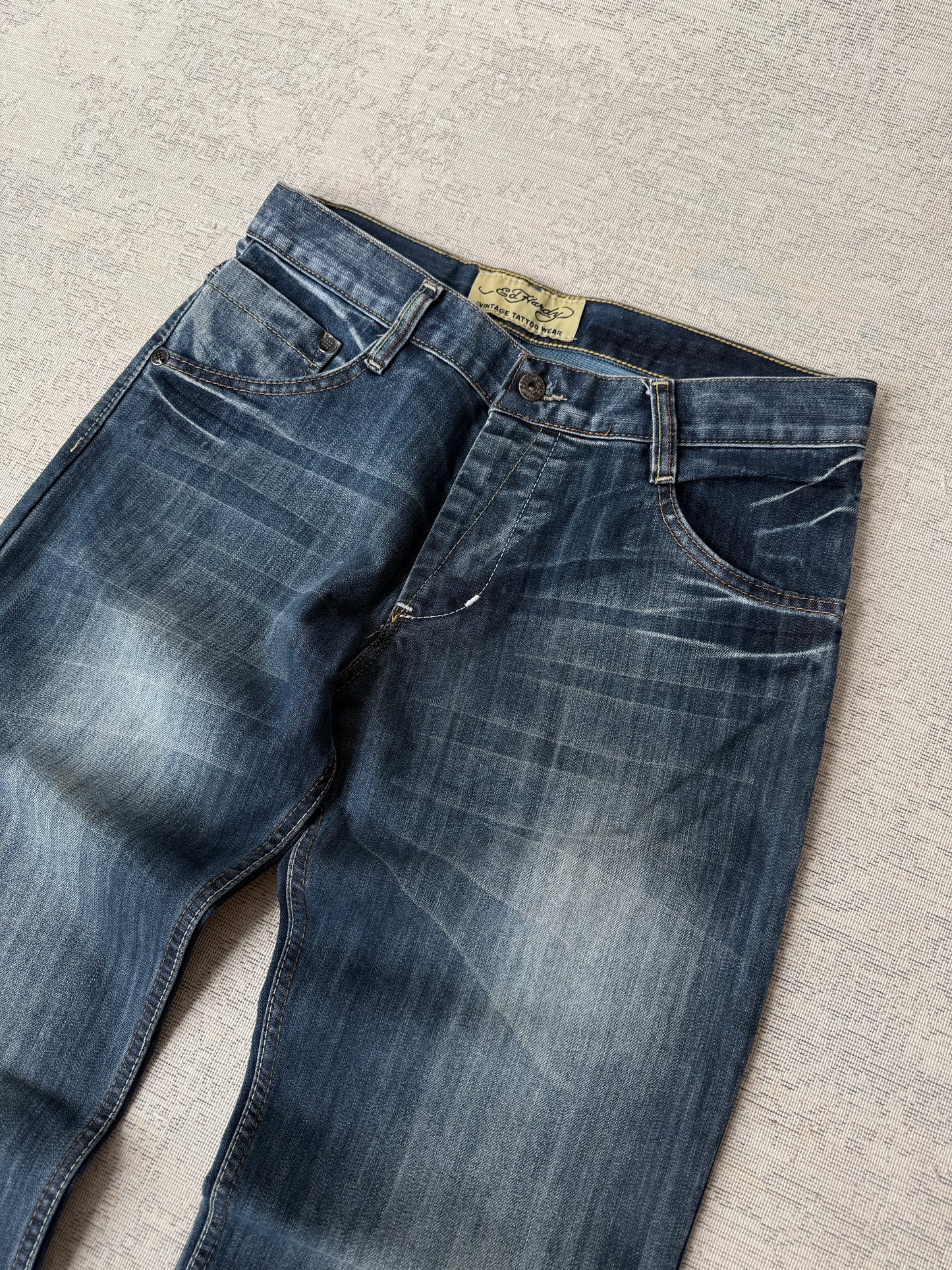 Ed Hardy Vintage Skull Embroidered Denim Jeans (W32)