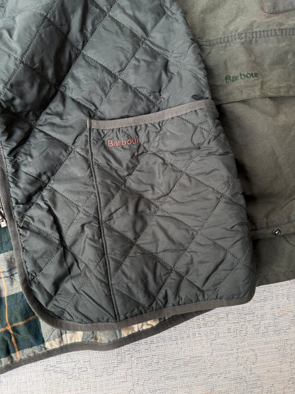 Barbour Vintage Border Waxed Jacket Made In England  (L)